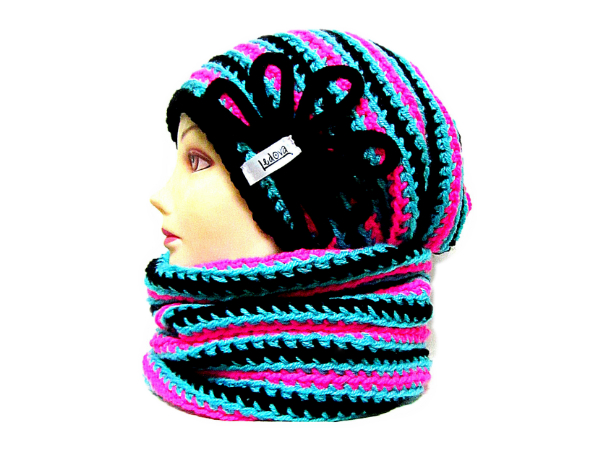 ༺♥༻ SOUPRAVA ČEPICE A NÁKRČNÍKU ༺♥༻1122 