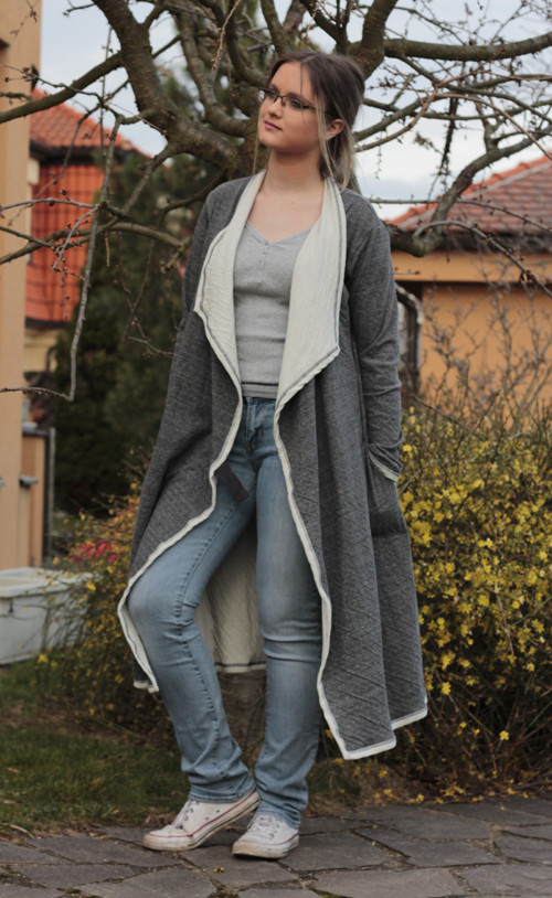 Dvoudílný kardigan šedý