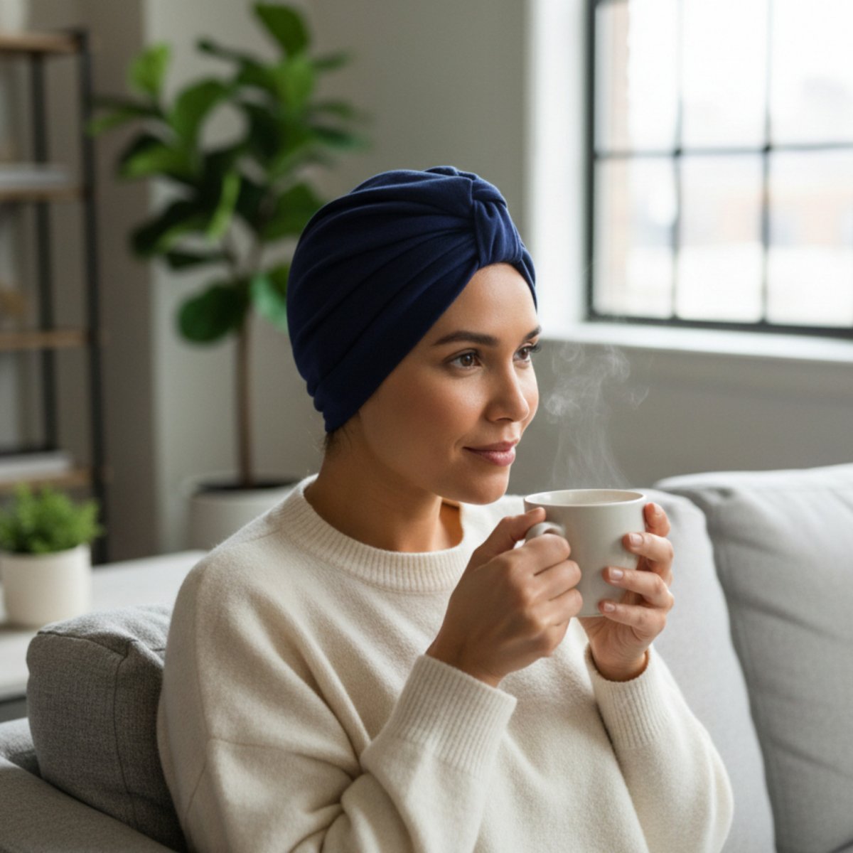 Ebbie Bavlněný turban-twist - TMAVĚ MODRÝ