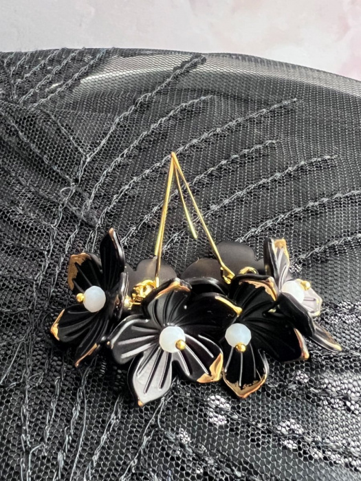 Černé květy - náušnice
