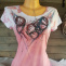 Dámské tričko, růžové s malbou motýlů (L)