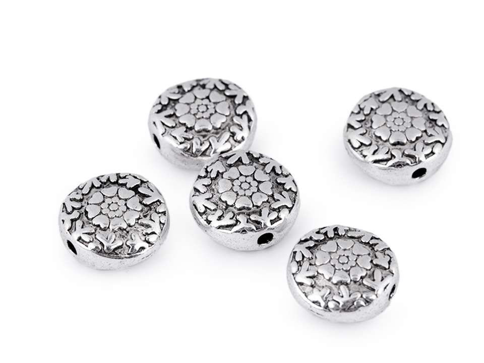 Kovový korálek květy 11 mm (2ks)