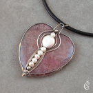 Perlové srdce - Lepidolit, perla
