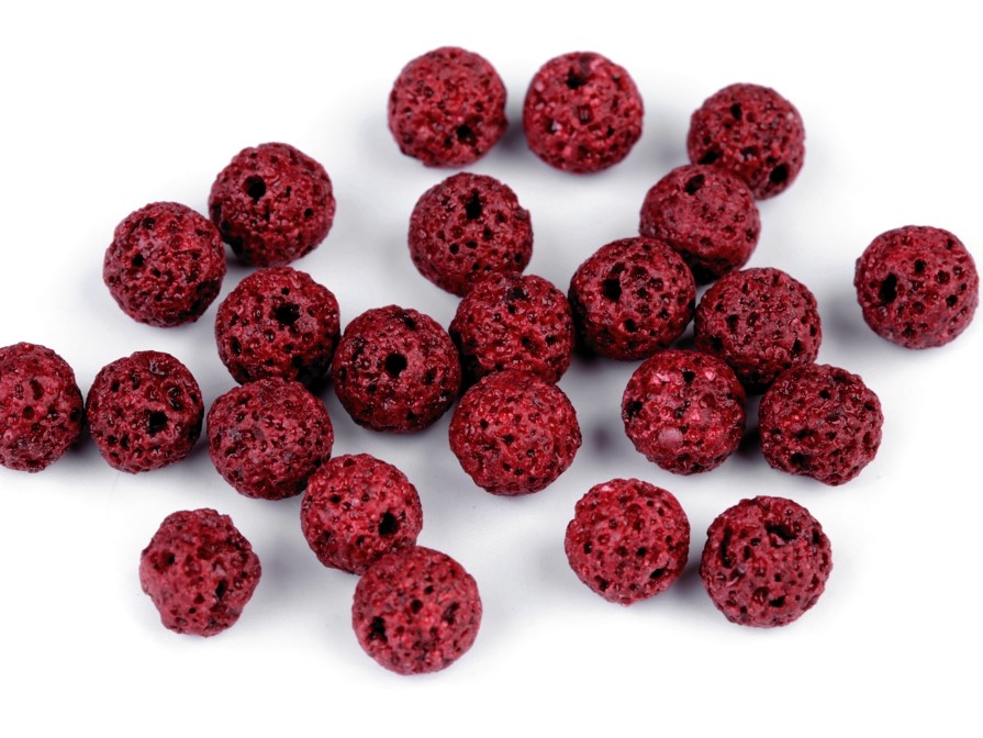 Minerálové korálky Přírodní láva 8 mm (10ks) - červená