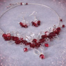 Autorský náhrdelník a náušnice – rudé květy