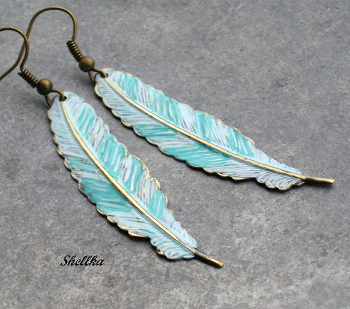 Náušnice ,,TURQUOISE FEATHER,,