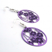 Květinové kruhy fialové - lehoučké náušnice