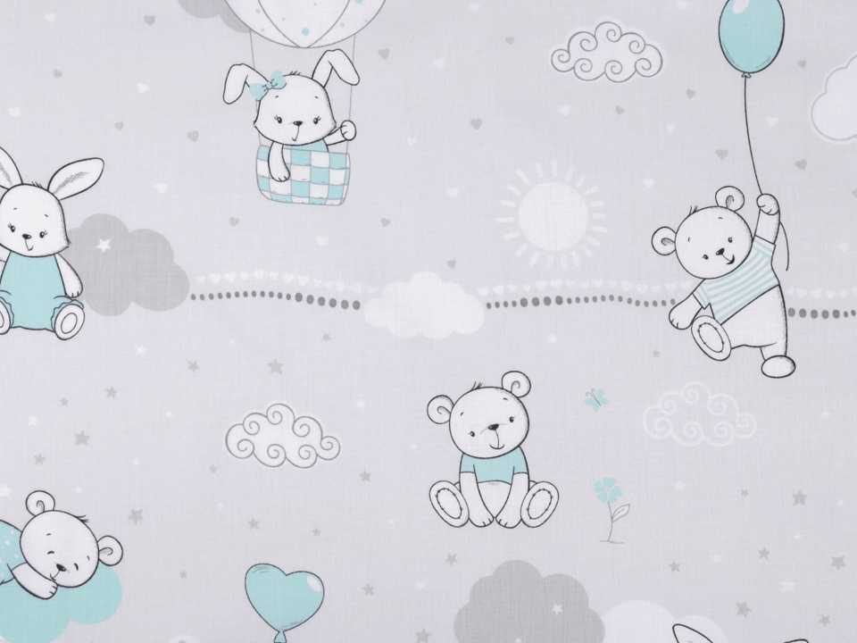 Bavlněná látka s dětskými motivy (10cm ) - mint