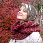 Vlněný nákrčník - vínový s trochou hořčice