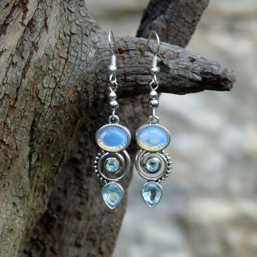 Náušnice - spirály s kamínky