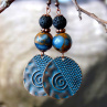 Náušnice - vykopávky (jaspis cloisonne blue, láva)