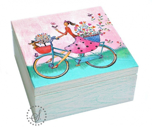 krabička - truhlička - šperkovnice - dívka na kole