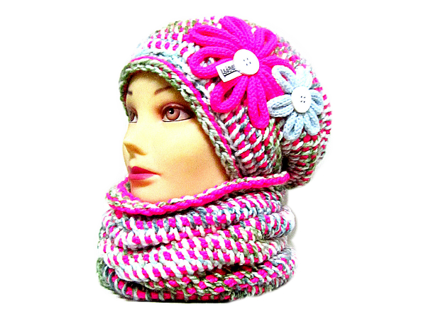 ༺♥༻ SOUPRAVA ČEPICE A NÁKRČNÍKU ༺♥༻ 