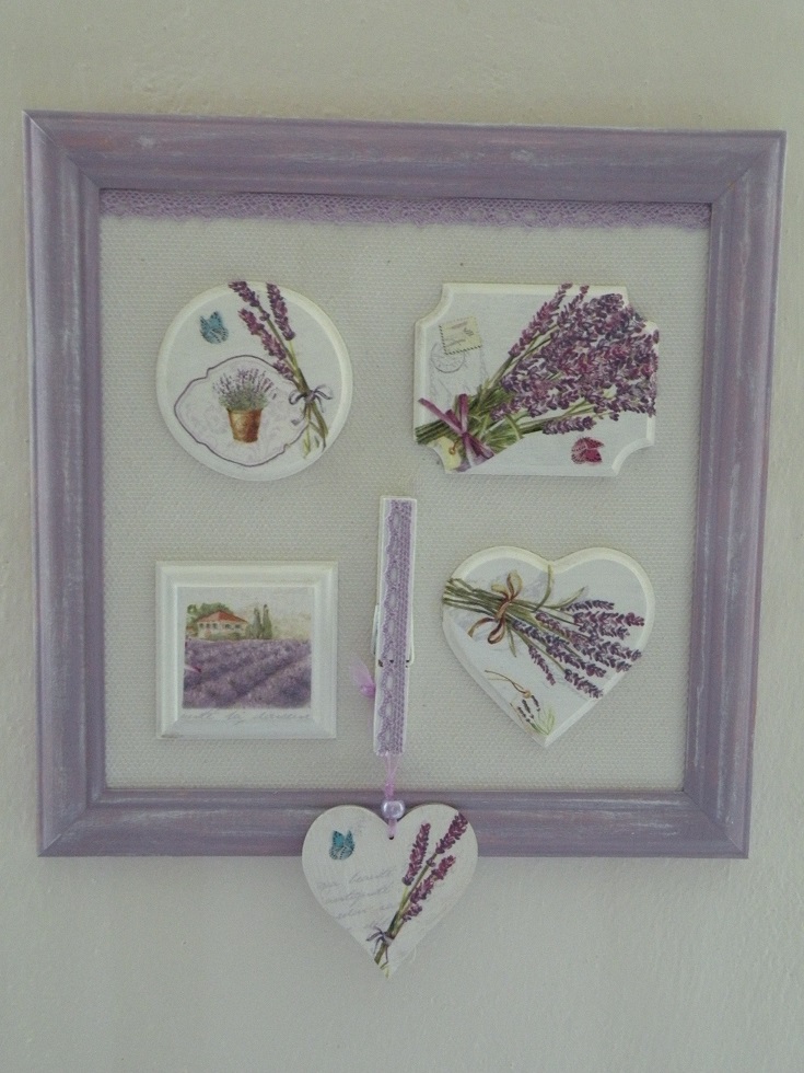 Originální obrázková koláž levandulová fial.rám