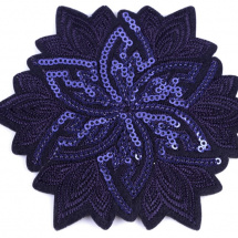 Nažehlovačka květ s flitry - modrofialová