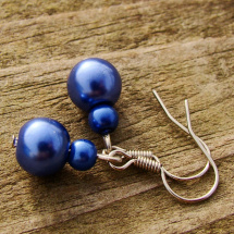 náušnice  modré perličky
