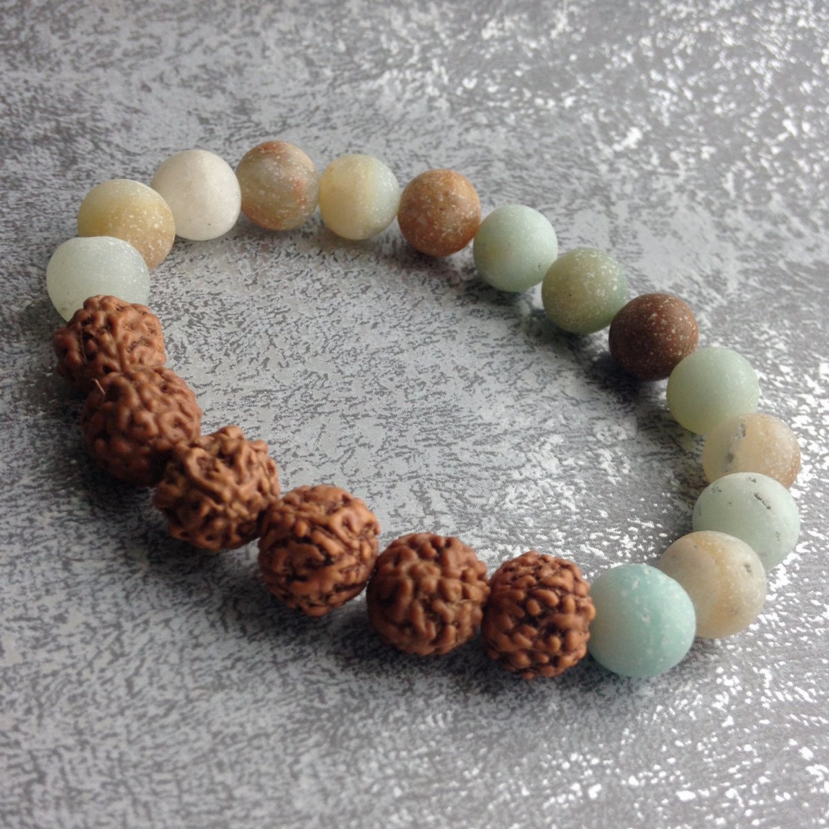 Matný amazonit s Rudrakshou