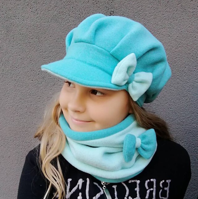 nákrčník dětský,tunel  tyrkys tmavá+světlá+ mašle