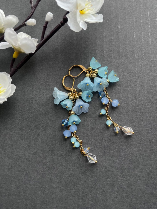 Blankytně modré hrozny - náušnice