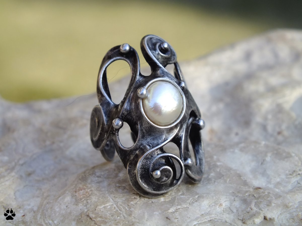 Obří prsten s říční perlou 