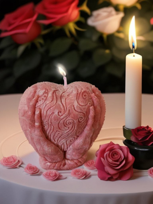 Dekorační svíčka "Srdce v dlani"