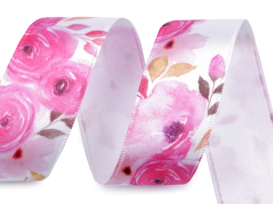 Saténová stuha magnolie šíře 25 mm - růžová
