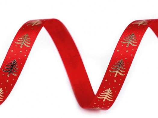 Vánoční saténová stuha šíře 10 mm (5m) - červená