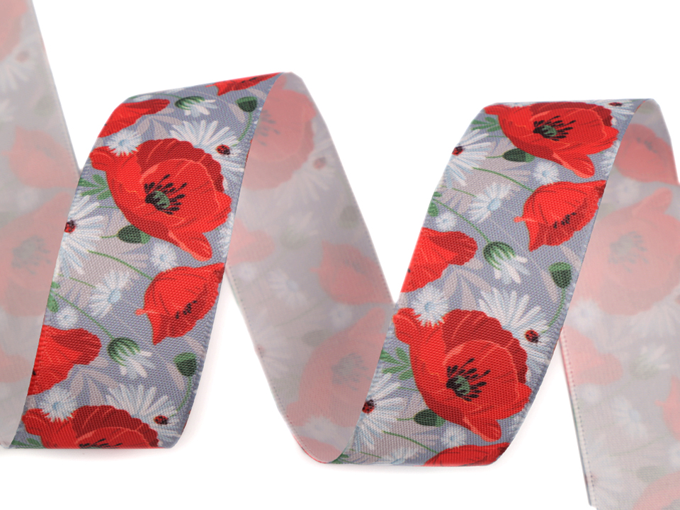 Stuha vlčí máky 25 mm - (3m)