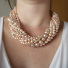 Perličkové snění - bohatý náhrdelník s náušnicemi