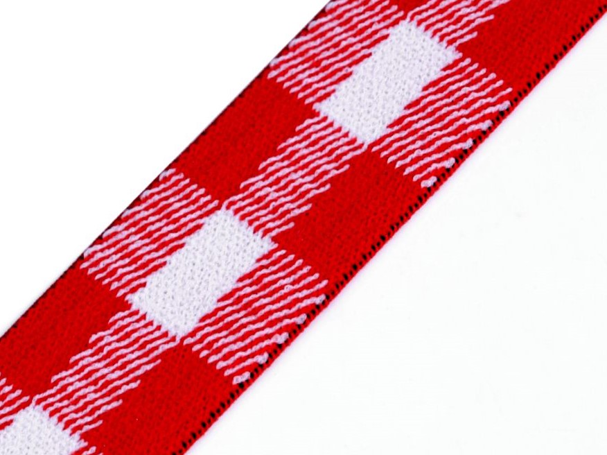 Pruženka káro šíře 25 mm (1m) - červenobílá