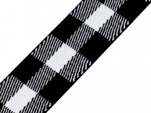 Pruženka káro šíře 25 mm (1m) - černobílá