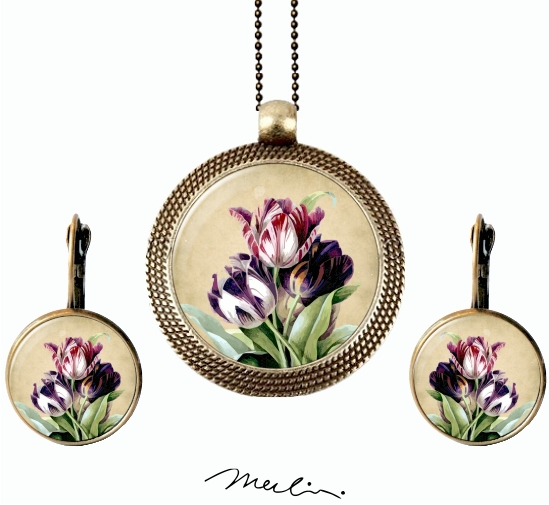 Tulipány - vintage - souprava