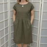 Lněné šaty s kapsami - barva khaki (velikost 2XL a 3XL)