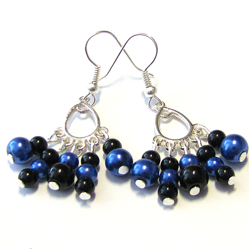 Modro-černé náušnice 