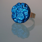 Prsten velký - modročerné kytičky