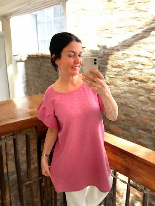 Dámské mušelinové šaty pin s volánky M/L