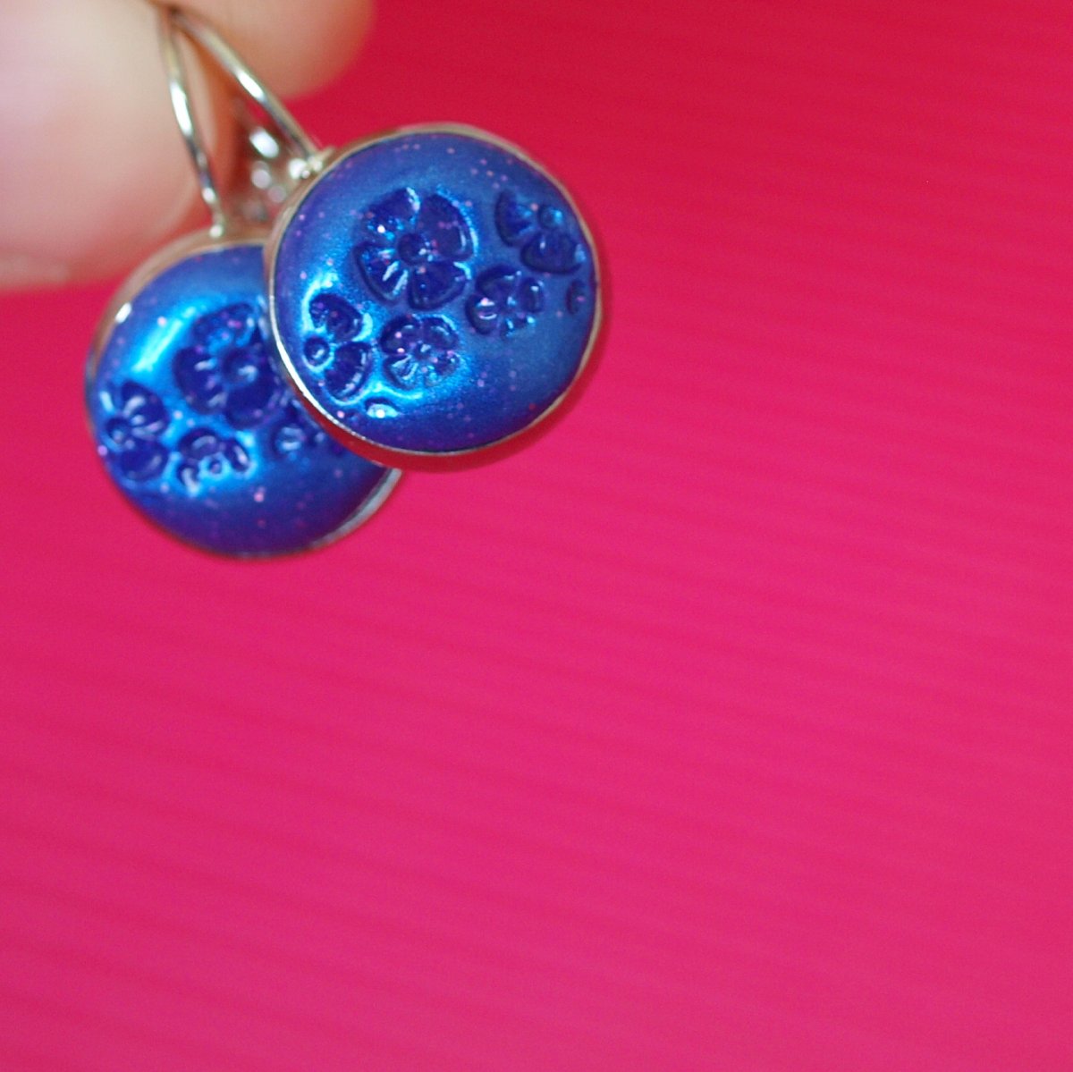 Náušnice - fialové kytičky