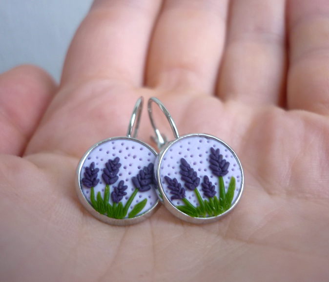 Levandulové náušnice