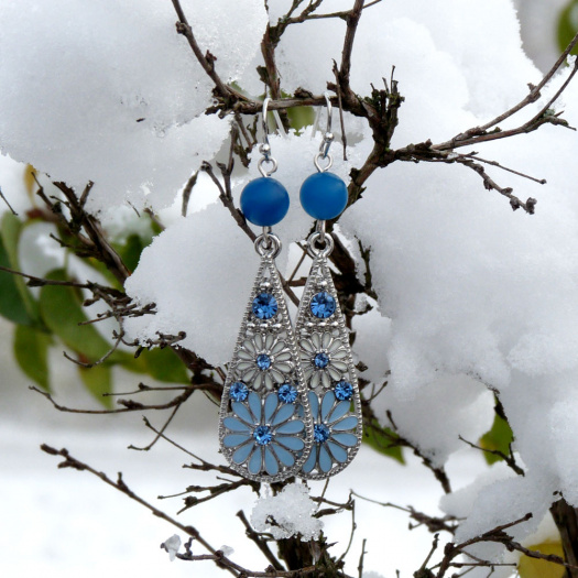 Náušnice - sedmikrásky (achát)