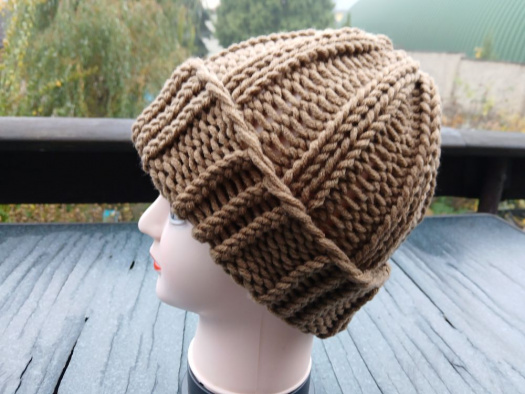Pletená čepice big (světle hnědá)