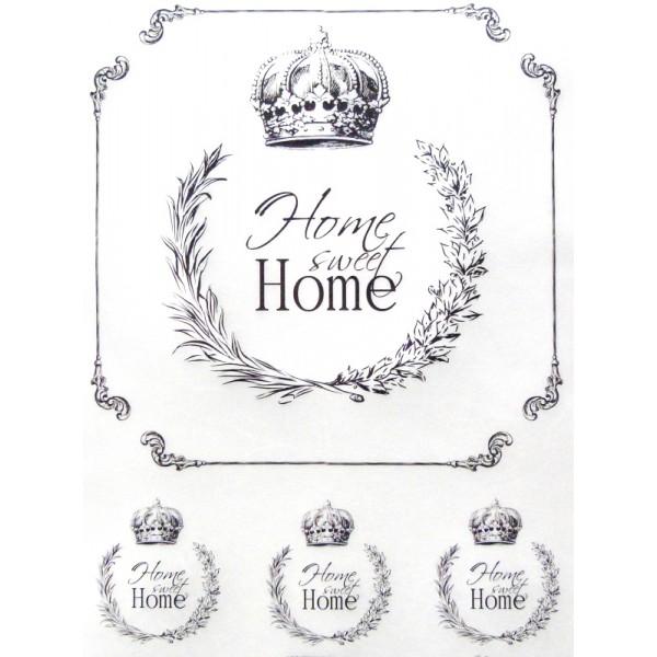 Rýžový papír A4 pro tvoření č. 521 - Home Sweet Home, koruna