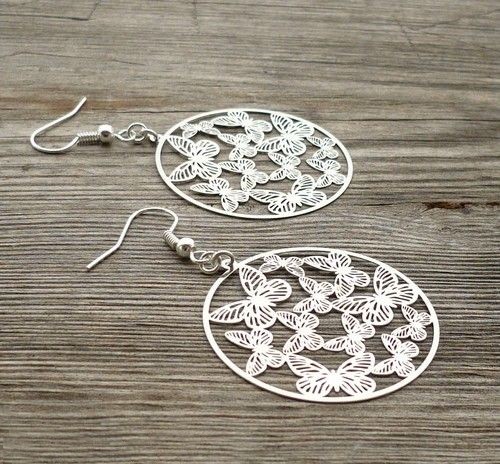 Motýlkové kruhy - lehoučké náušnice stříbrné