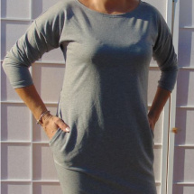 Šaty s kapsami - šedý melír S - XXXL