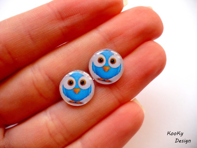 Pecičkové náušnice - ptáček