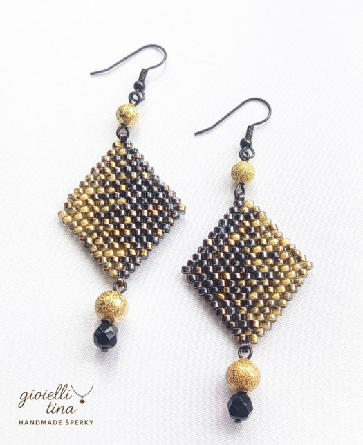 Náušnice Black and gold