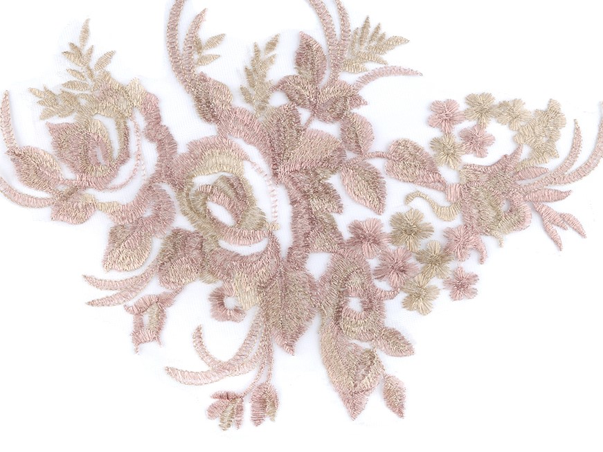 Lurexová aplikace / vsadka - pudrová