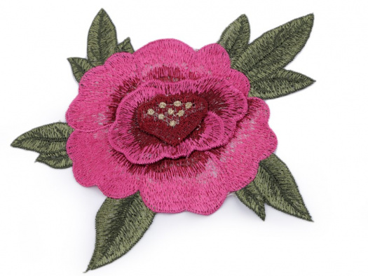Vyšívaná aplikace růže 3D - tm.růžová