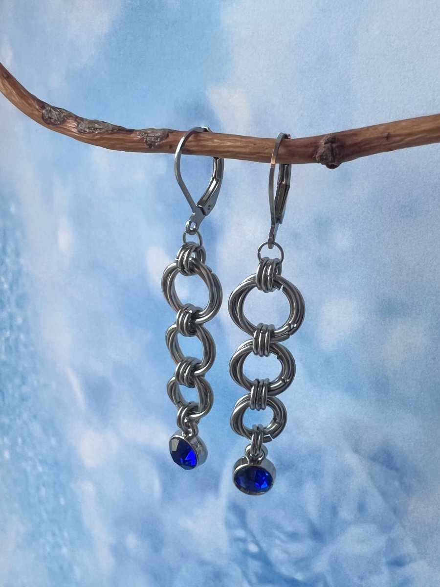 Náušnice Hnízdečka s modrým zirkonem - S.Steel