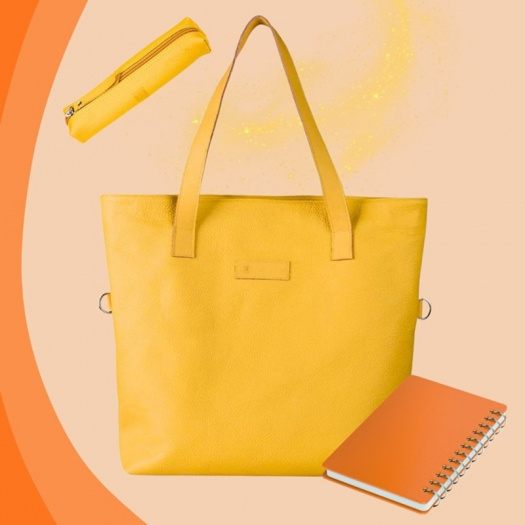 Kožená taška MAXI SHOPPER - žlutá