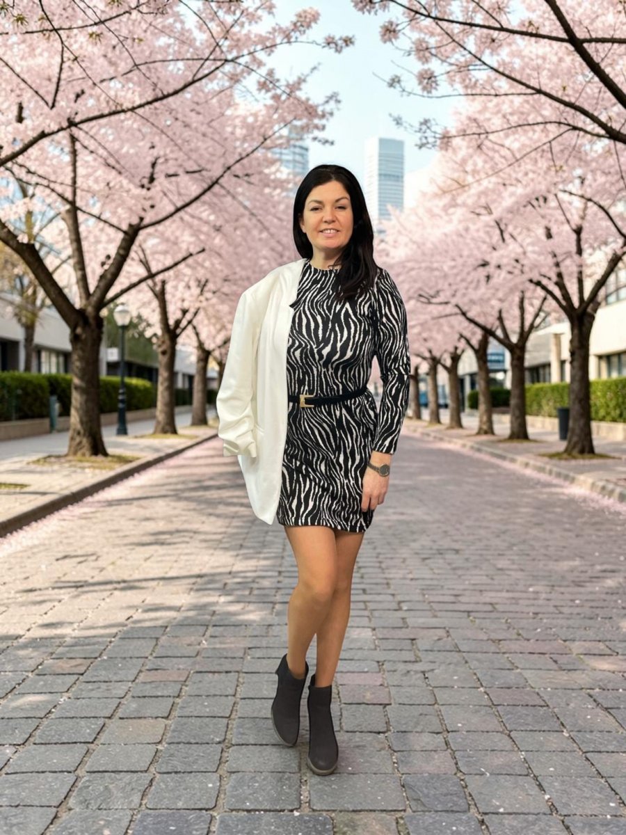 Dámské svetrové šaty zebra